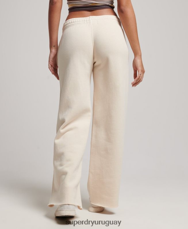 uy Superdry mujer lavar joggers rectos crema DT2N8Z3900 ropa