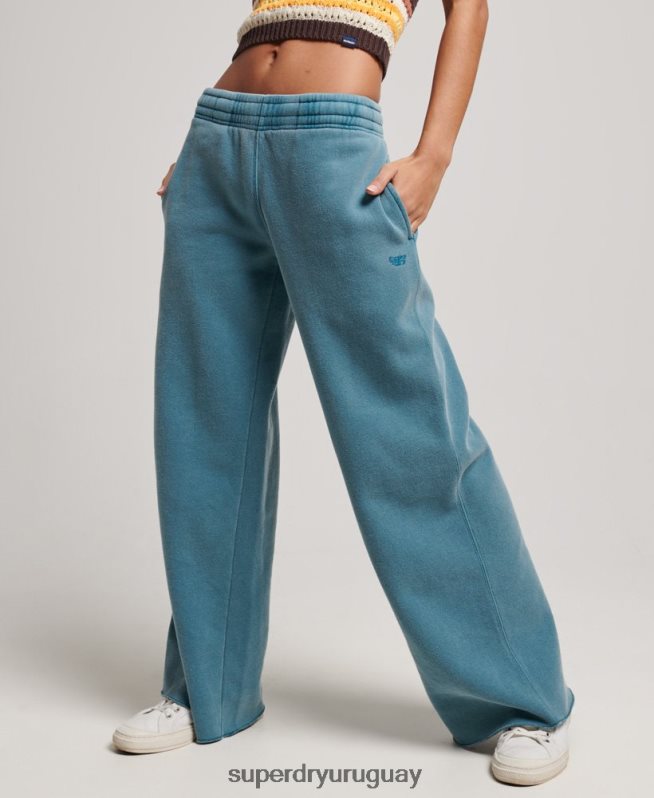 uy Superdry mujer lavar joggers rectos turquesa DT2N8Z3935 ropa