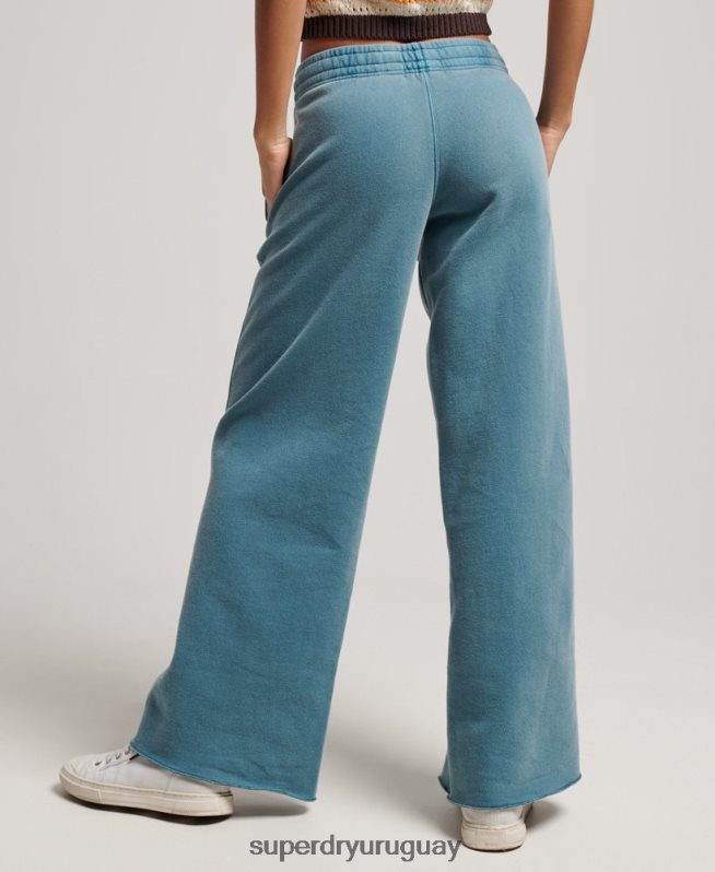uy Superdry mujer lavar joggers rectos turquesa DT2N8Z3935 ropa