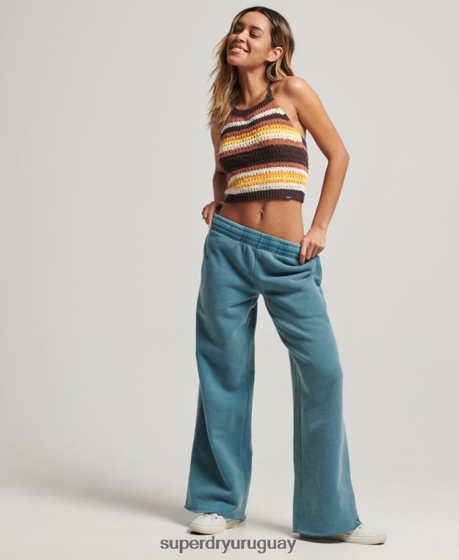uy Superdry mujer lavar joggers rectos turquesa DT2N8Z3935 ropa