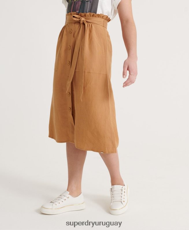 uy Superdry mujer falda de lino edén broncearse DT2N8Z4167 ropa