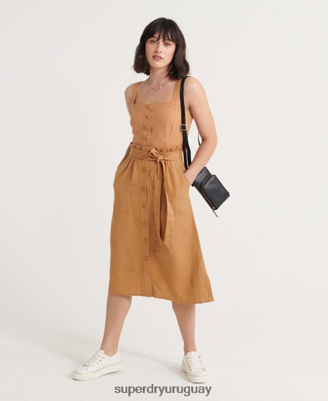 uy Superdry mujer falda de lino edén broncearse DT2N8Z4167 ropa