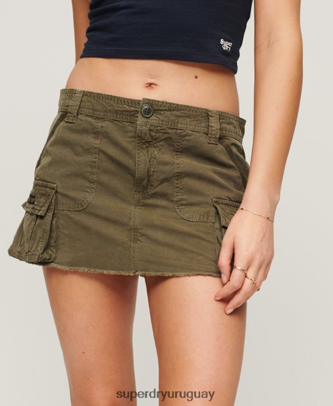 uy Superdry mujer falda de paracaídas utilitaria verde DT2N8Z4118 ropa