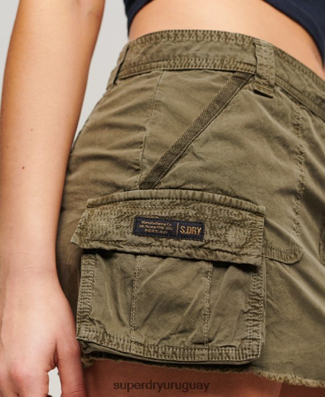 uy Superdry mujer falda de paracaídas utilitaria verde DT2N8Z4118 ropa