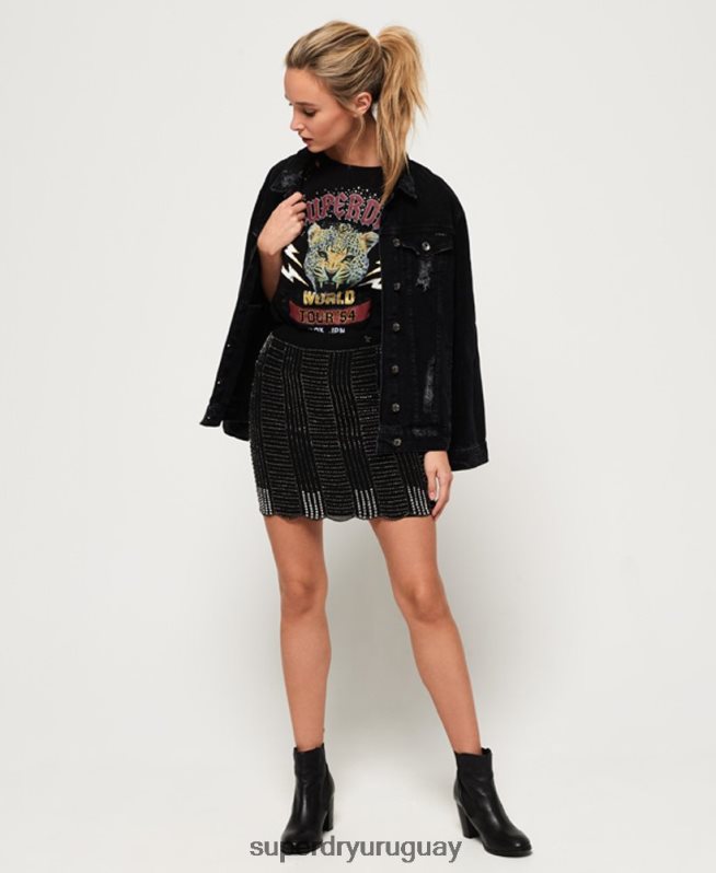 uy Superdry mujer falda glaciar negro DT2N8Z4168 ropa