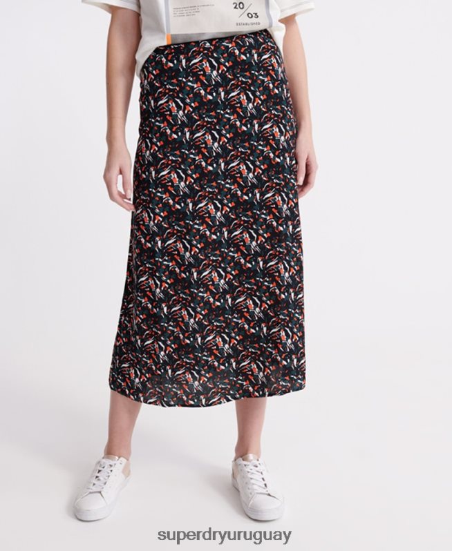 uy Superdry mujer falda midi cañón azul DT2N8Z4165 ropa
