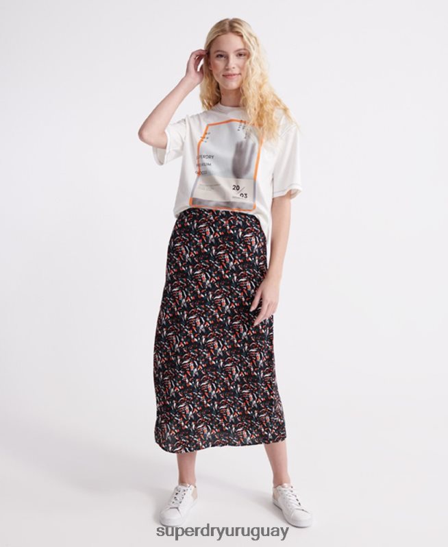 uy Superdry mujer falda midi cañón azul DT2N8Z4165 ropa