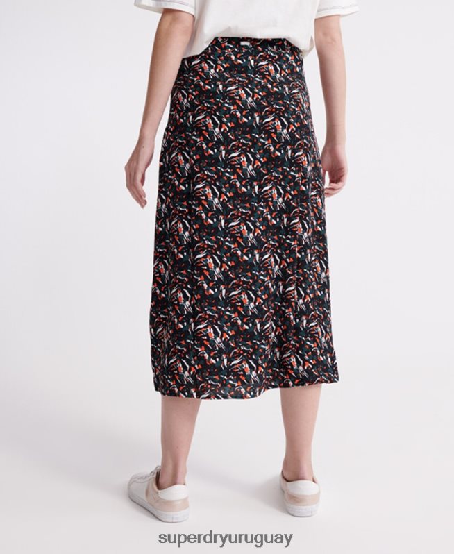 uy Superdry mujer falda midi cañón azul DT2N8Z4165 ropa