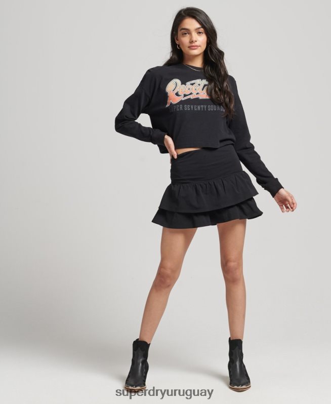 uy Superdry mujer falda vintage de los 90 negro DT2N8Z4128 ropa