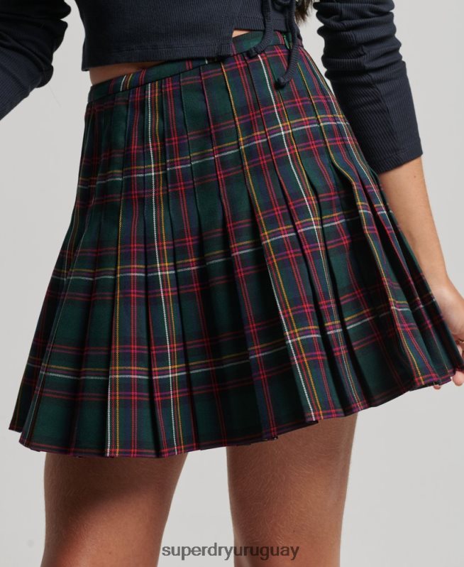 uy Superdry mujer minifalda a cuadros verde DT2N8Z4150 ropa
