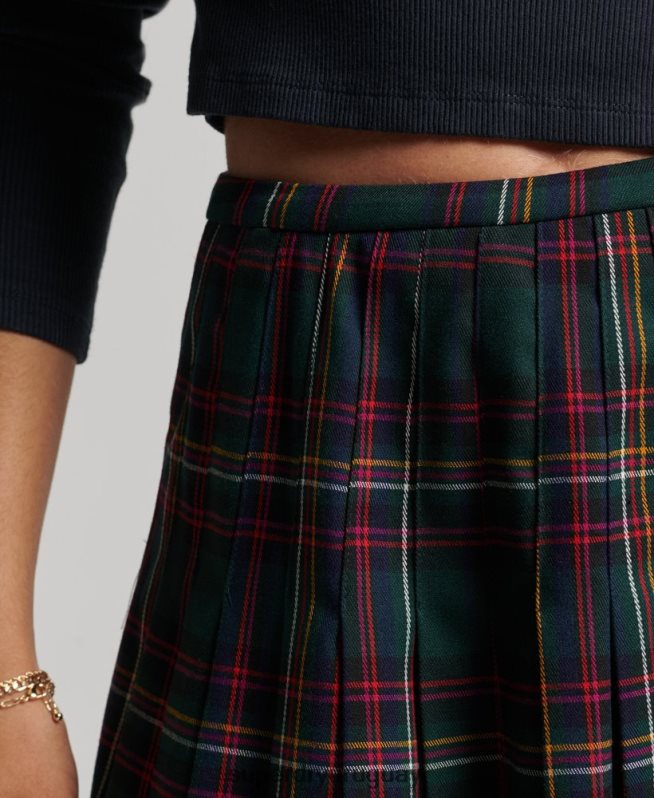 uy Superdry mujer minifalda a cuadros verde DT2N8Z4150 ropa