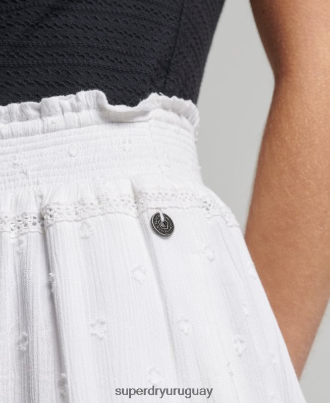 uy Superdry mujer minifalda de encaje vintage blanco DT2N8Z4133 ropa