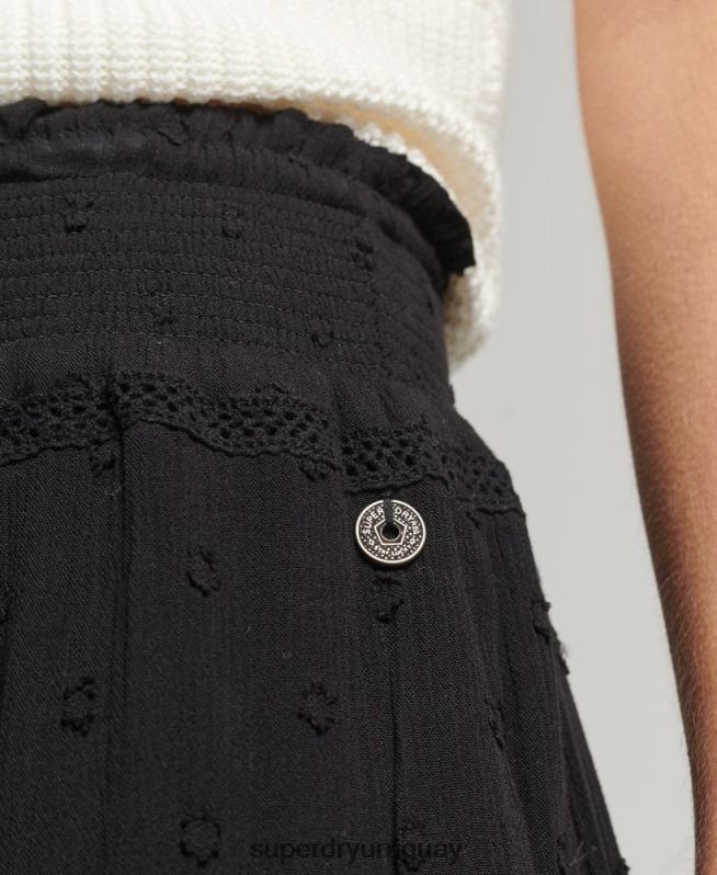 uy Superdry mujer minifalda de encaje vintage negro DT2N8Z4145 ropa