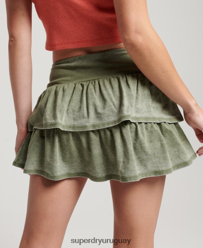 uy Superdry mujer minifalda de los 90 caqui DT2N8Z4126 ropa