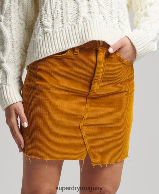 uy Superdry mujer minifalda de mezclilla amarillo DT2N8Z6616 ropa