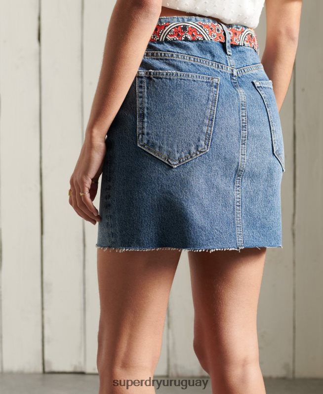 uy Superdry mujer minifalda de mezclilla azul DT2N8Z6758 ropa