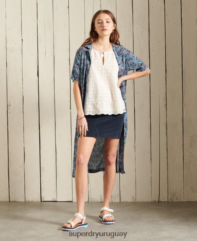 uy Superdry mujer minifalda de pana Armada DT2N8Z6702 ropa