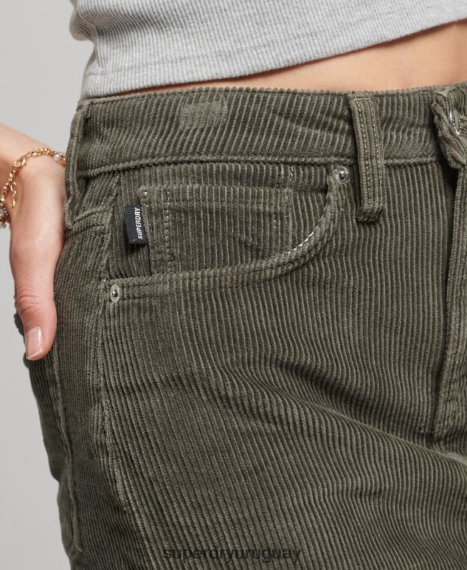 uy Superdry mujer minifalda de pana caqui DT2N8Z6634 ropa