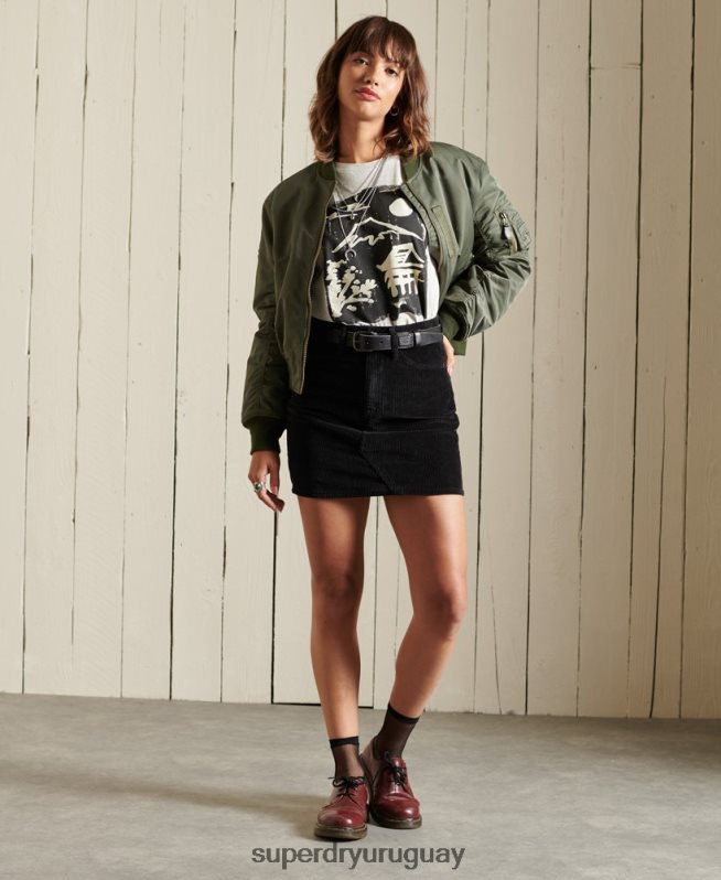 uy Superdry mujer minifalda de pana gris oscuro DT2N8Z6709 ropa