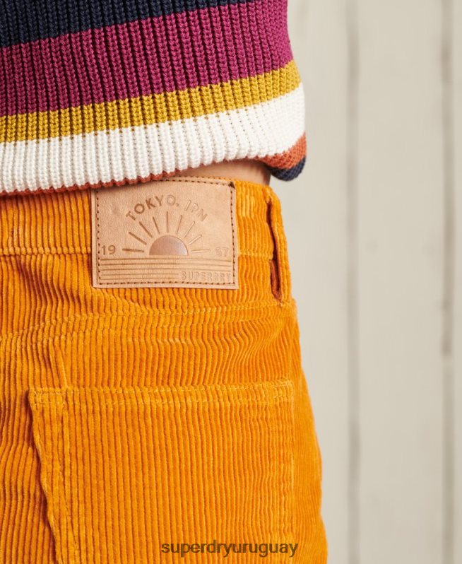 uy Superdry mujer minifalda de pana oro DT2N8Z6626 ropa
