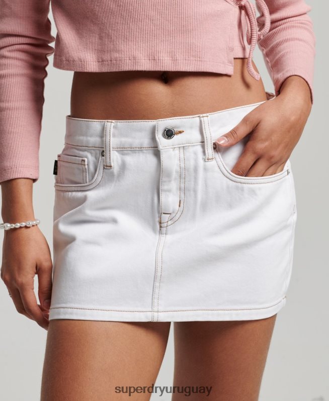 uy Superdry mujer minifalda de ropa de trabajo blanco DT2N8Z4125 ropa