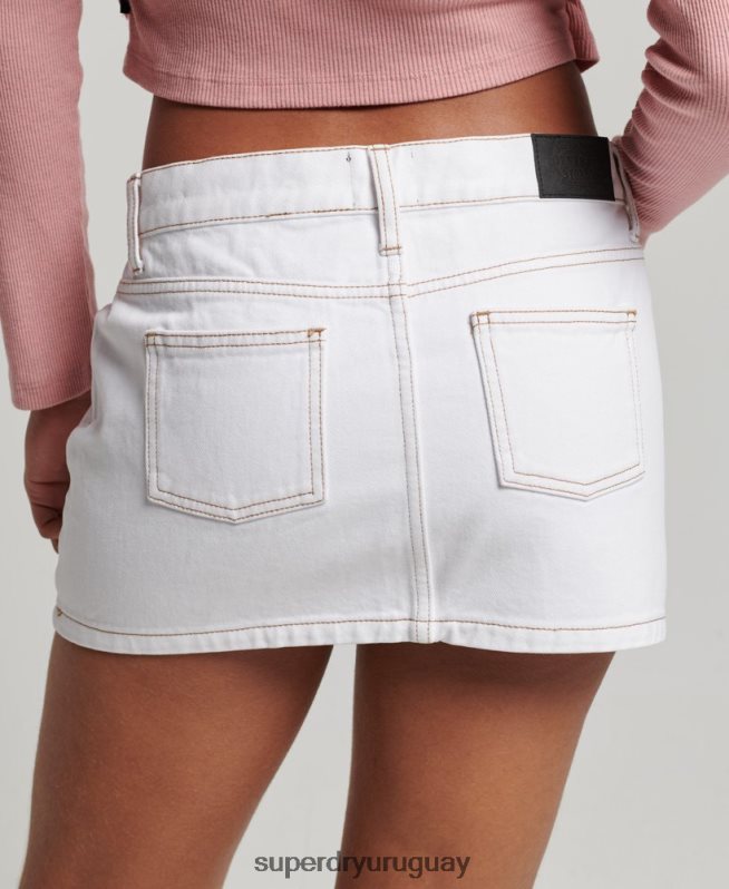 uy Superdry mujer minifalda de ropa de trabajo blanco DT2N8Z4125 ropa