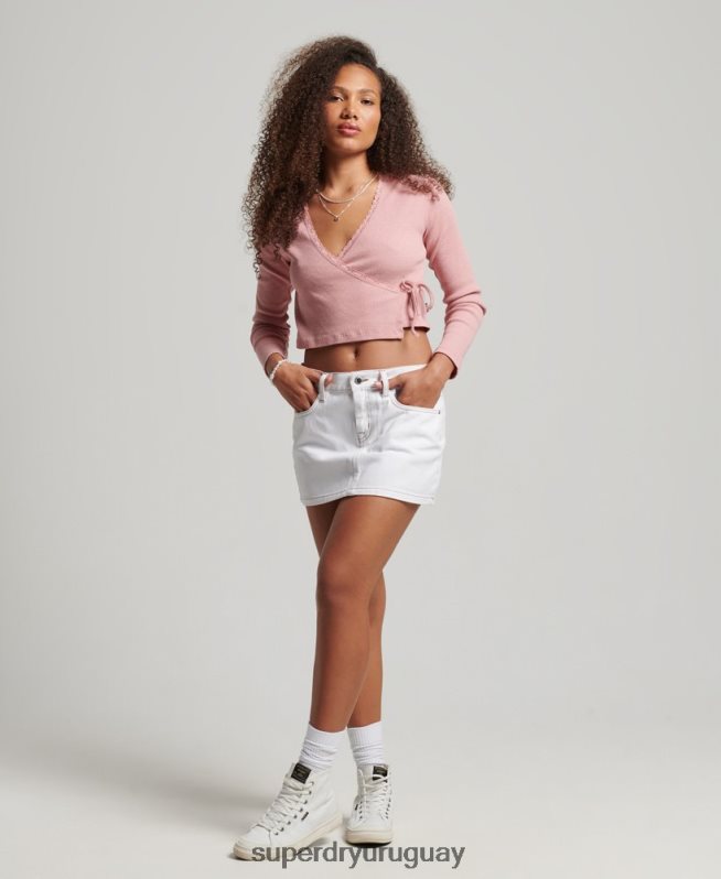 uy Superdry mujer minifalda de ropa de trabajo blanco DT2N8Z4125 ropa