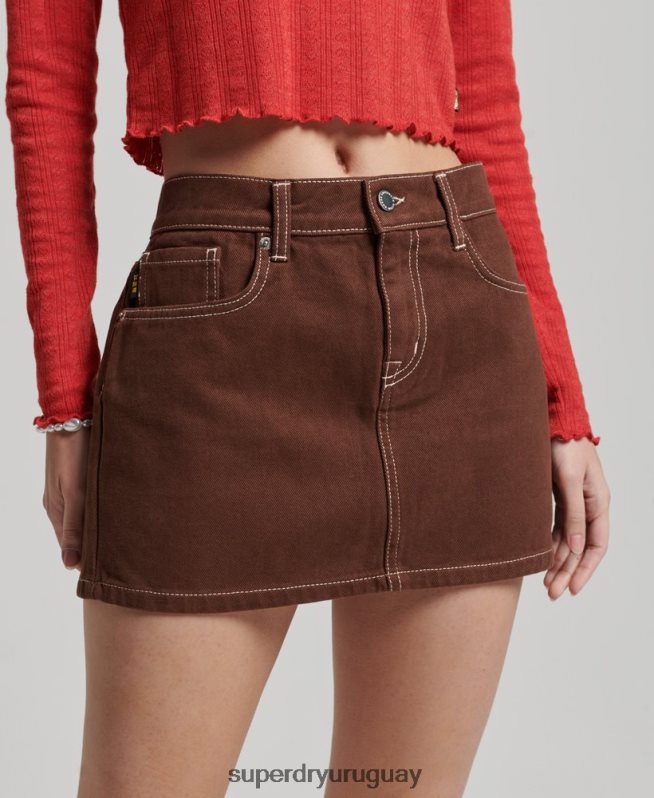 uy Superdry mujer minifalda de ropa de trabajo marrón DT2N8Z4115 ropa