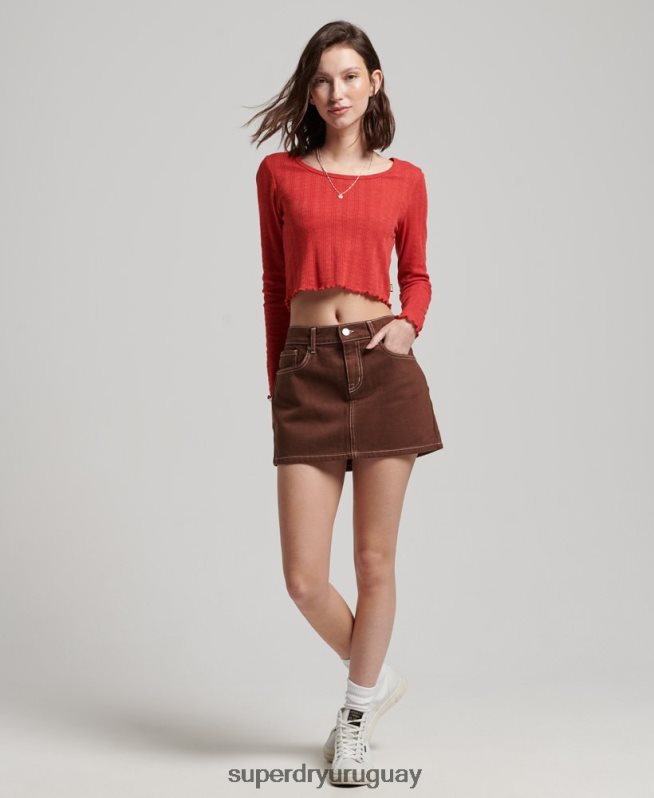 uy Superdry mujer minifalda de ropa de trabajo marrón DT2N8Z4115 ropa