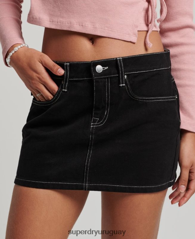 uy Superdry mujer minifalda de ropa de trabajo negro DT2N8Z4132 ropa