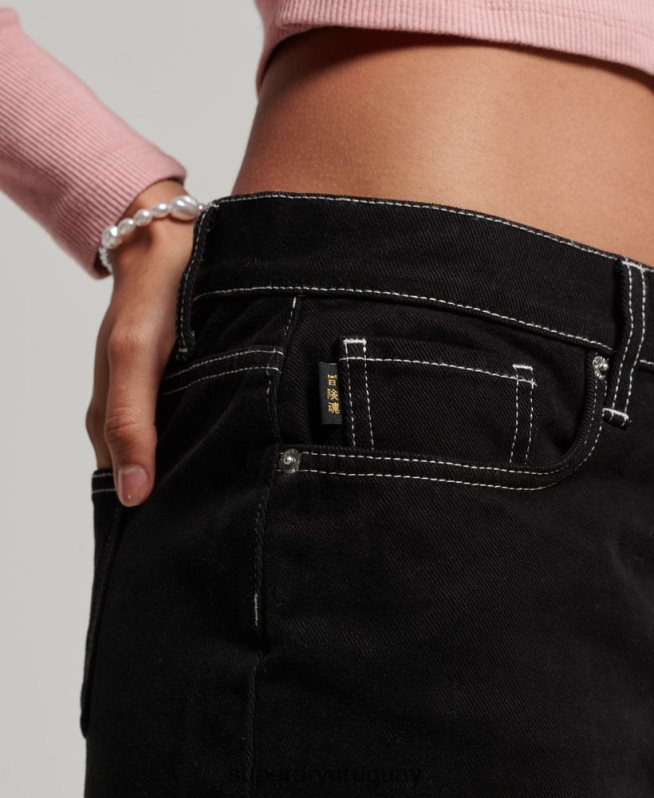 uy Superdry mujer minifalda de ropa de trabajo negro DT2N8Z4132 ropa
