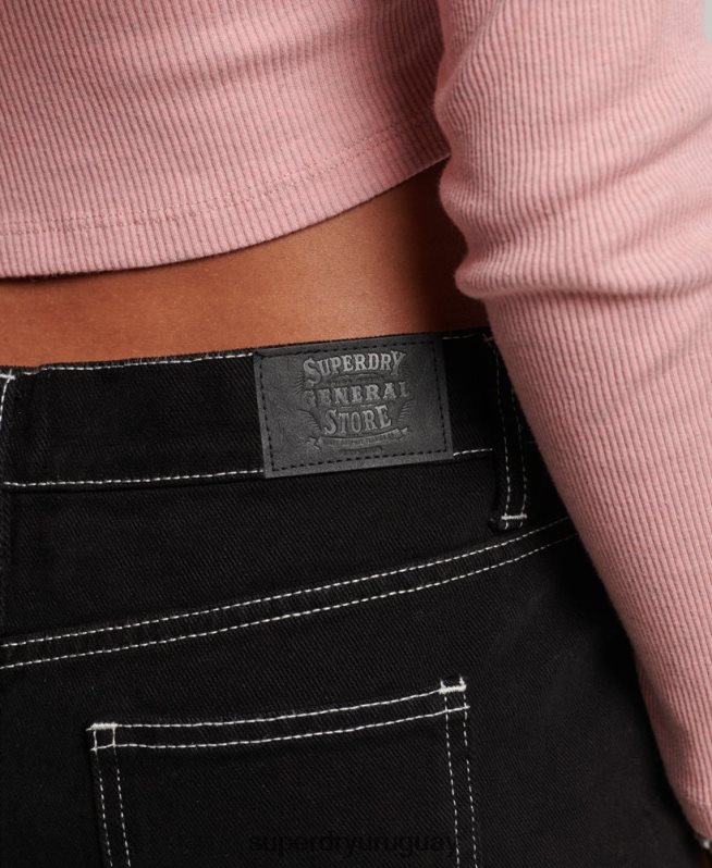 uy Superdry mujer minifalda de ropa de trabajo negro DT2N8Z4132 ropa