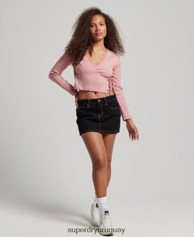 uy Superdry mujer minifalda de ropa de trabajo negro DT2N8Z4132 ropa