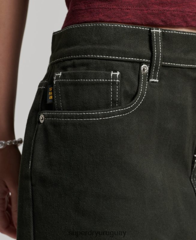 uy Superdry mujer minifalda de ropa de trabajo verde DT2N8Z4121 ropa