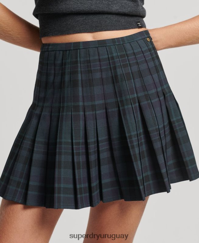 uy Superdry mujer minifalda plisada a cuadros Armada DT2N8Z4156 ropa