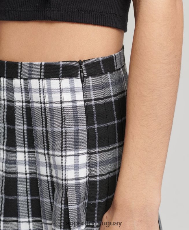 uy Superdry mujer minifalda plisada a cuadros negro DT2N8Z4151 ropa