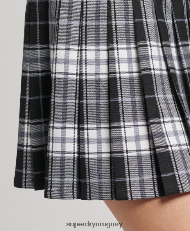 uy Superdry mujer minifalda plisada a cuadros negro DT2N8Z4151 ropa