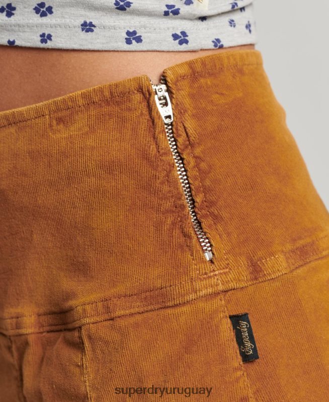 uy Superdry mujer minifalda plisada de pana vintage marrón DT2N8Z4143 ropa