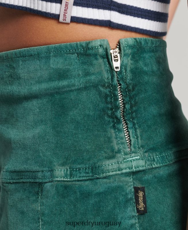 uy Superdry mujer minifalda plisada de pana vintage verde DT2N8Z4152 ropa