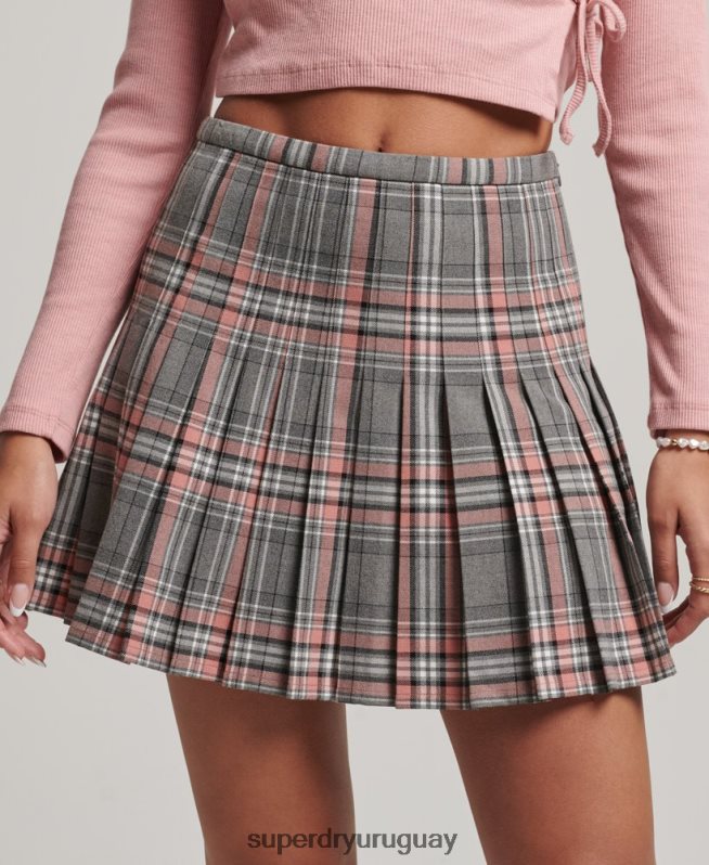 uy Superdry mujer minifalda plisada vintage gris DT2N8Z4155 ropa
