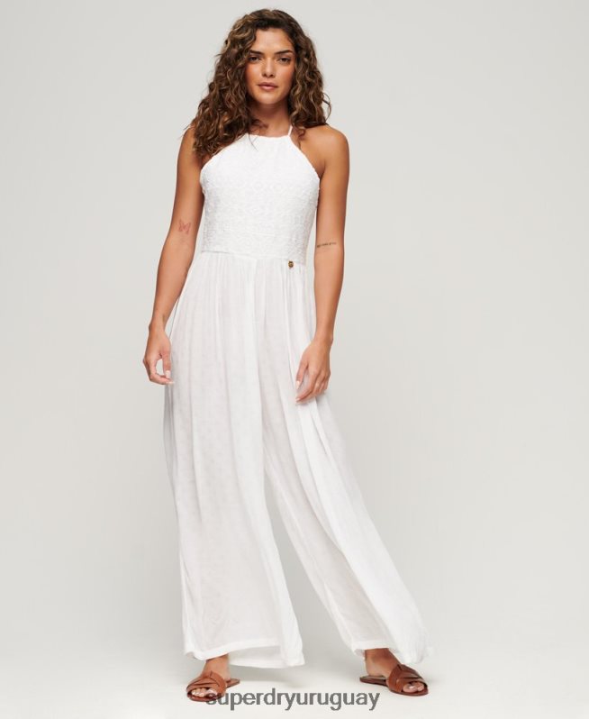 uy Superdry mujer mono bordado blanco DT2N8Z2040 ropa