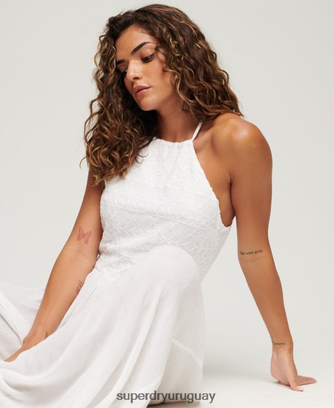 uy Superdry mujer mono bordado blanco DT2N8Z2040 ropa