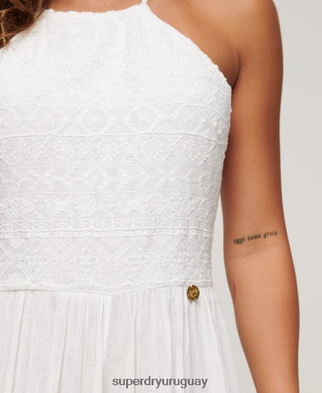 uy Superdry mujer mono bordado blanco DT2N8Z2040 ropa