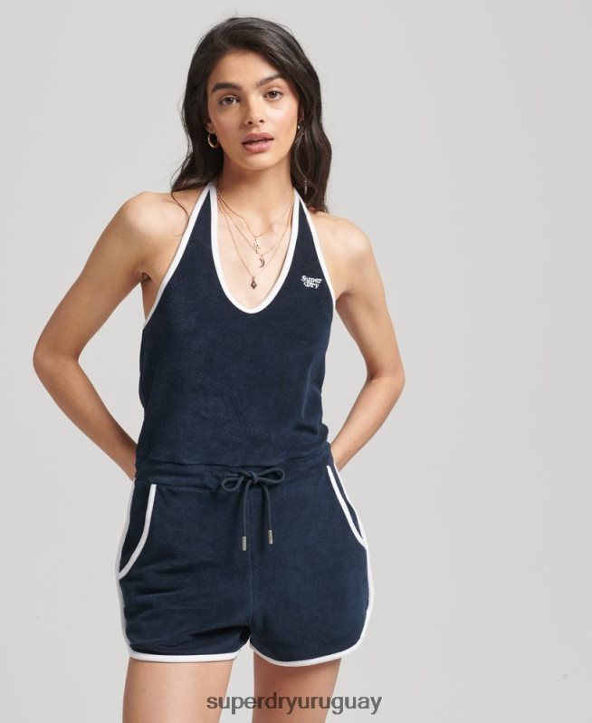 uy Superdry mujer mono corto de toalla halter vintage Armada DT2N8Z4100 ropa