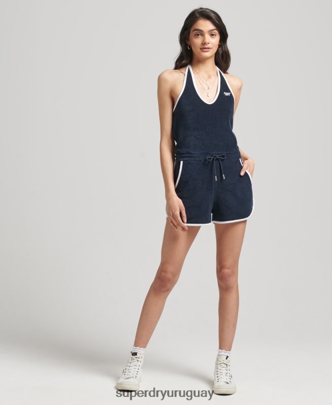 uy Superdry mujer mono corto de toalla halter vintage Armada DT2N8Z4100 ropa