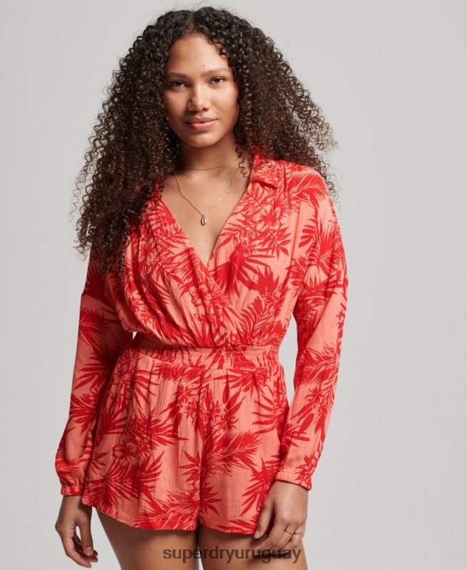 uy Superdry mujer mono de playa vintage coral DT2N8Z4097 ropa