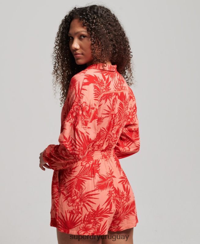 uy Superdry mujer mono de playa vintage coral DT2N8Z4097 ropa