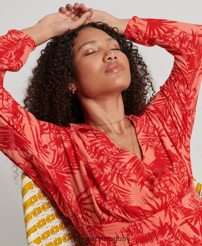 uy Superdry mujer mono de playa vintage coral DT2N8Z4097 ropa