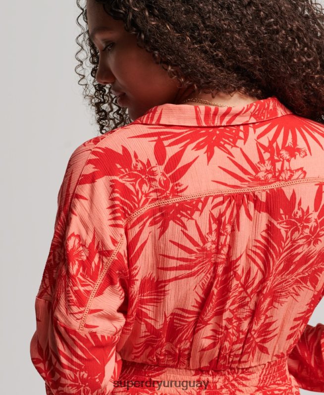 uy Superdry mujer mono de playa vintage coral DT2N8Z4097 ropa