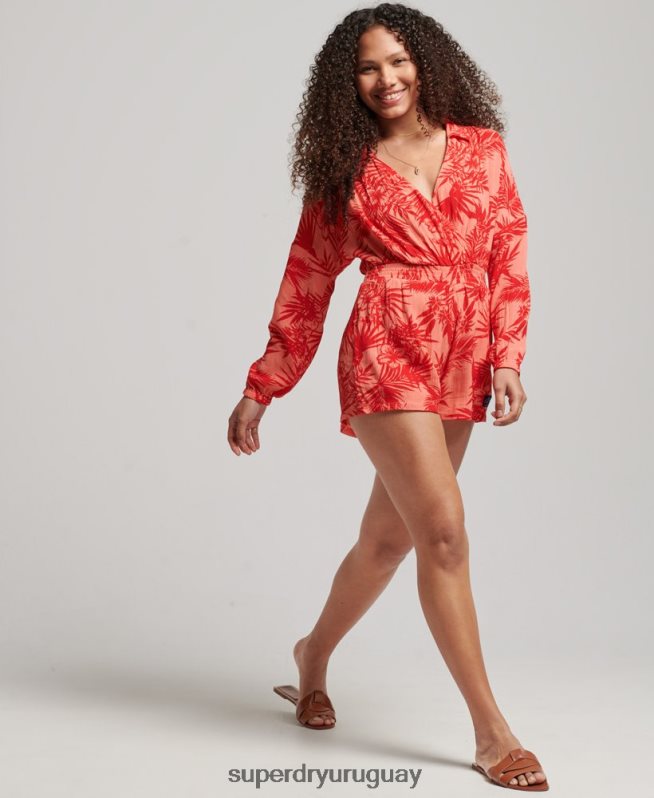 uy Superdry mujer mono de playa vintage coral DT2N8Z4097 ropa